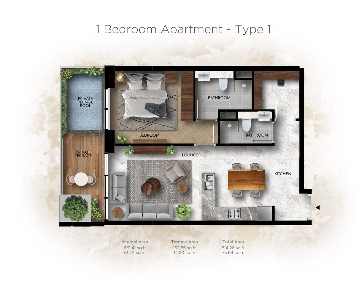 Lucky Residence 1 Bedroom Floor Plan
